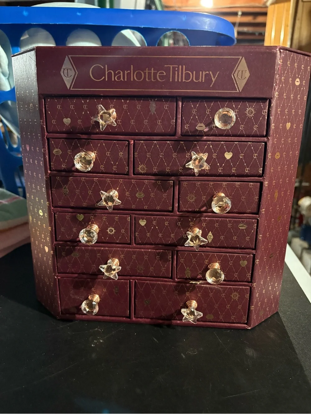 Charlotte Tilbury Burgundy Makeup Drawer Organizer